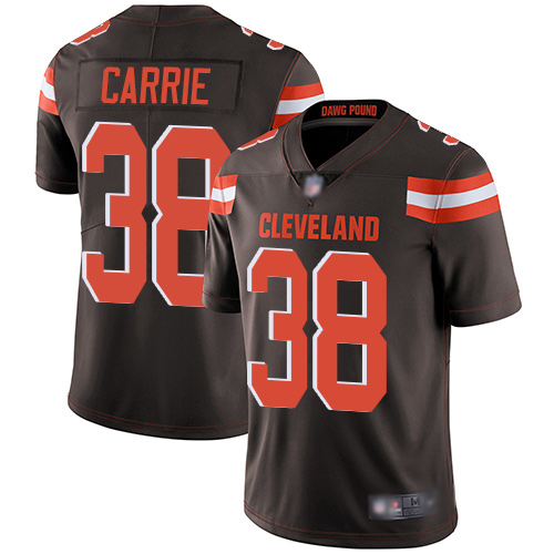 Cleveland Browns T J Carrie Men Brown Limited Jersey #38 NFL Football Home Vapor Untouchable